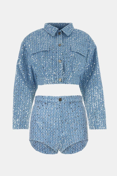 Beryl – Denim Sequined Short Coat