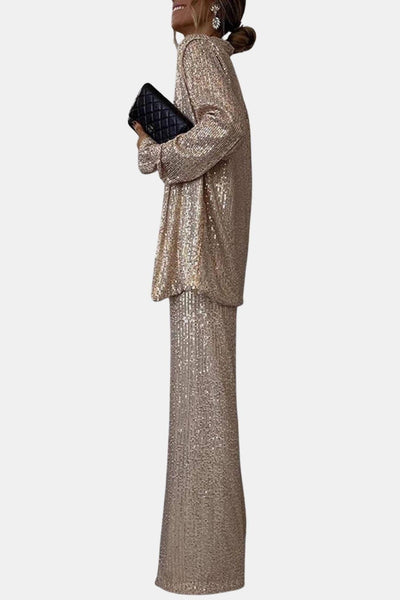 Blanche – Sequin Party Open Front Long Sleeve Coat