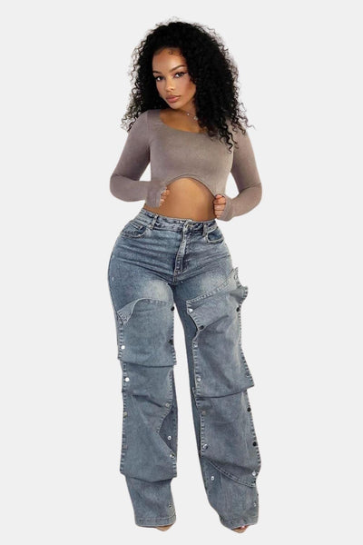 Bonnie – Patchwork Button Detail Jeans