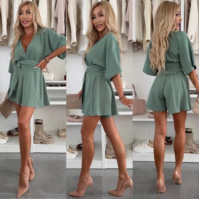 Buckmoth - Short Sleeve Wrap Jumpsuit