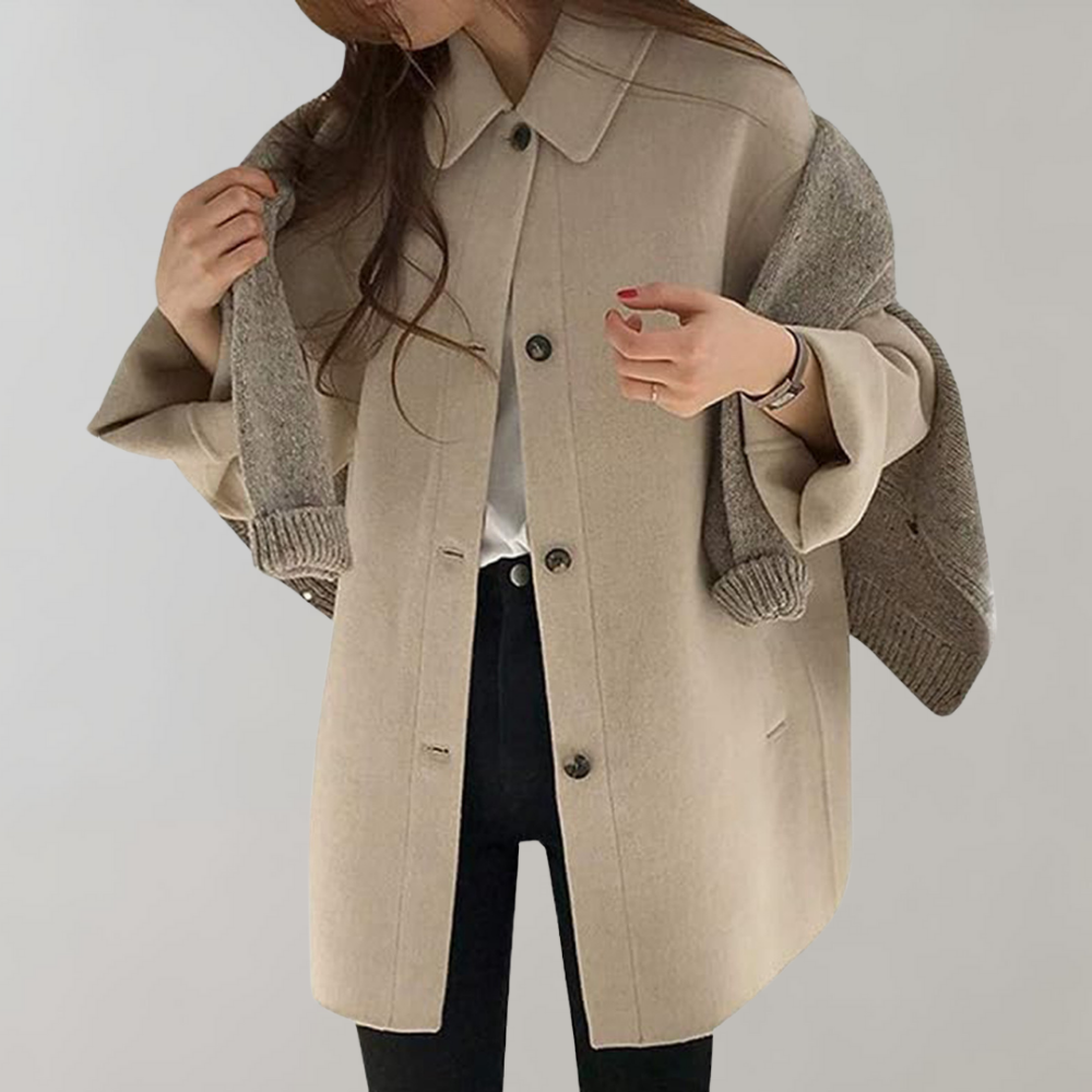 Boxy Wool-Blend Coat | Minimalist Design | Oversized Fit | Casual Outerwear