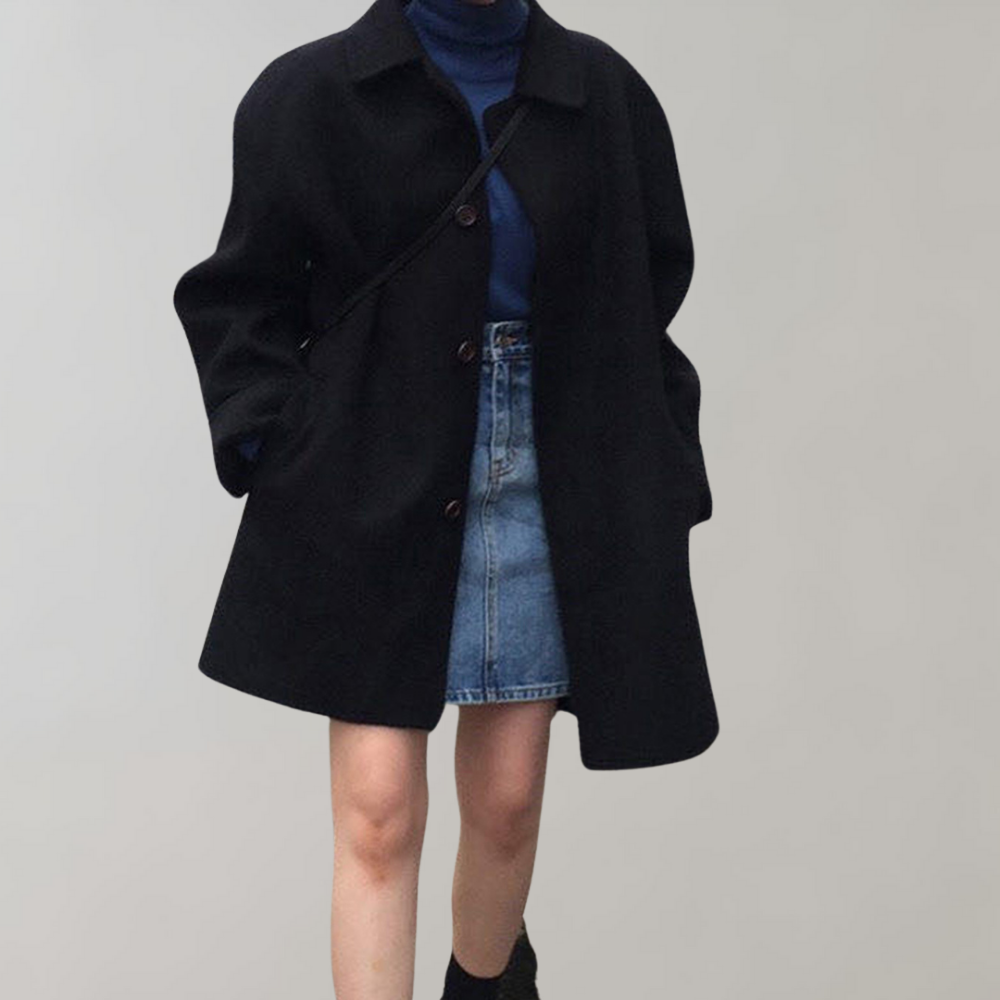 Boxy Wool-Blend Coat | Minimalist Design | Oversized Fit | Casual Outerwear