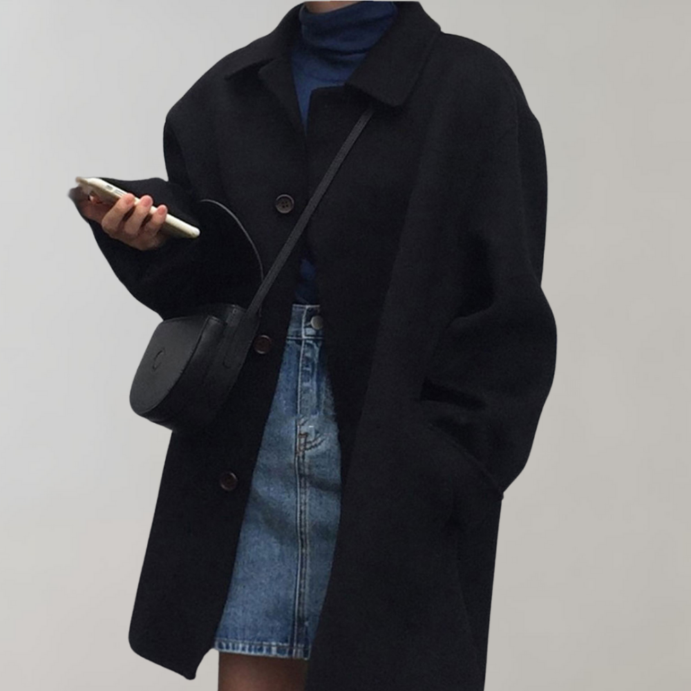 Boxy Wool-Blend Coat | Minimalist Design | Oversized Fit | Casual Outerwear