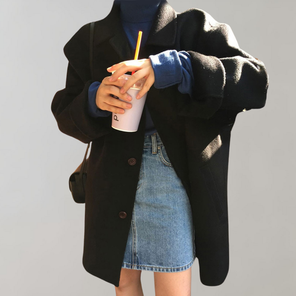 Boxy Wool-Blend Coat | Minimalist Design | Oversized Fit | Casual Outerwear