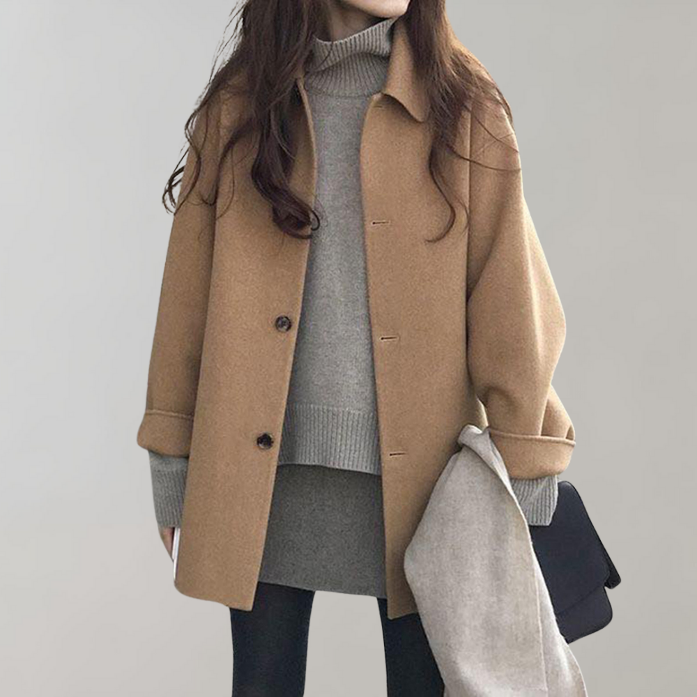 Boxy Wool-Blend Coat | Minimalist Design | Oversized Fit | Casual Outerwear