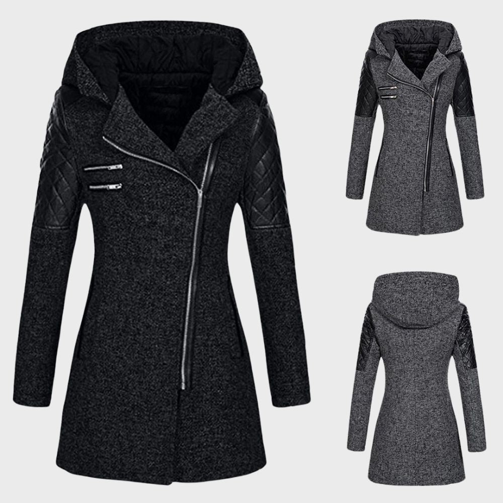 Hooded Asymmetrical Zip Coat | Sleek Design | Warm Winter Essential | Multi-Colour Options