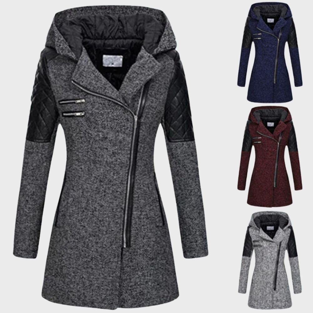 Hooded Asymmetrical Zip Coat | Sleek Design | Warm Winter Essential | Multi-Colour Options