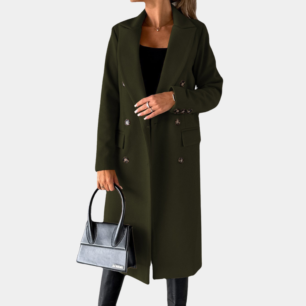 Elegant Double-Breasted Long Coat | Classic Style | Tailored Fit | Fall & Winter Essential