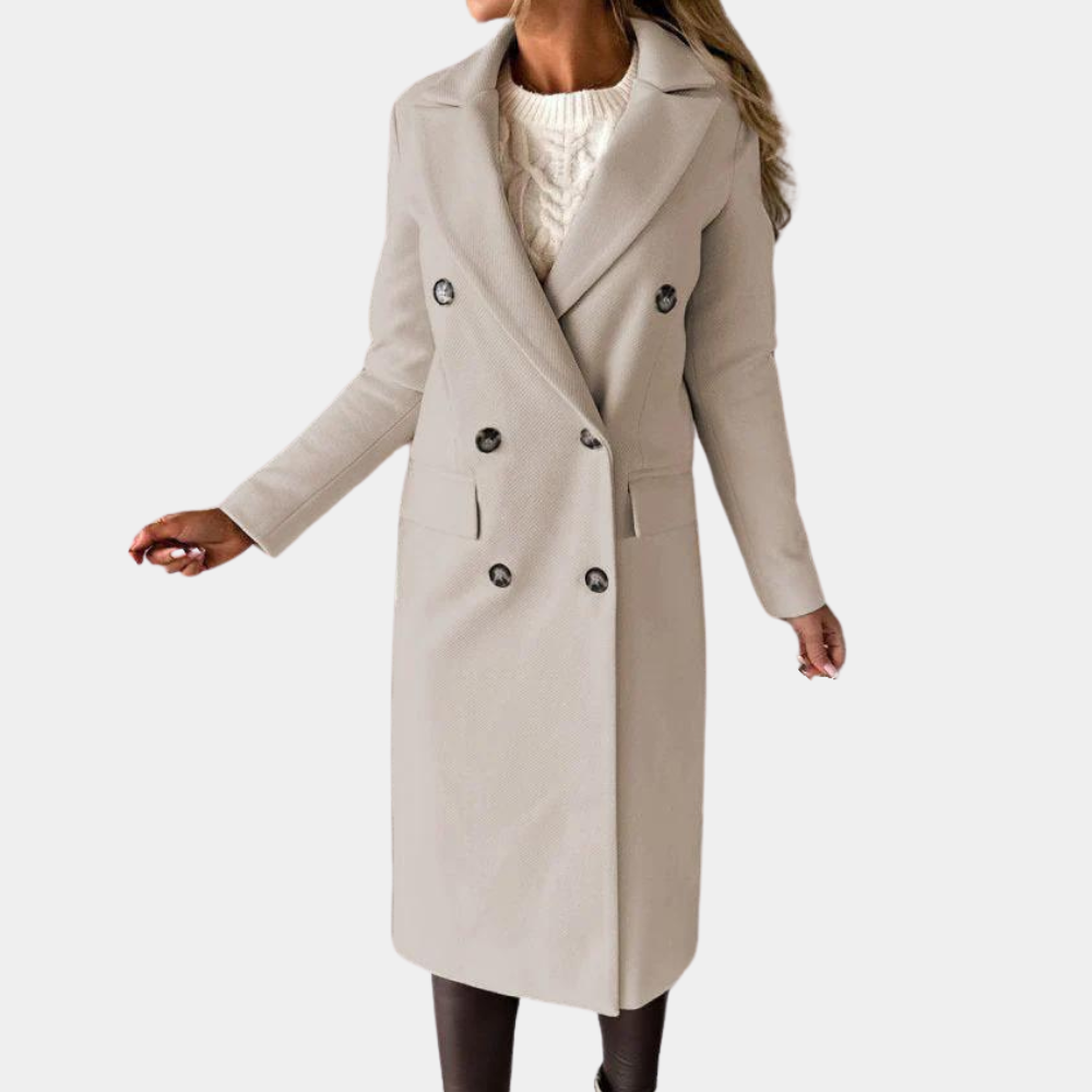 Elegant Double-Breasted Long Coat | Classic Style | Tailored Fit | Fall & Winter Essential