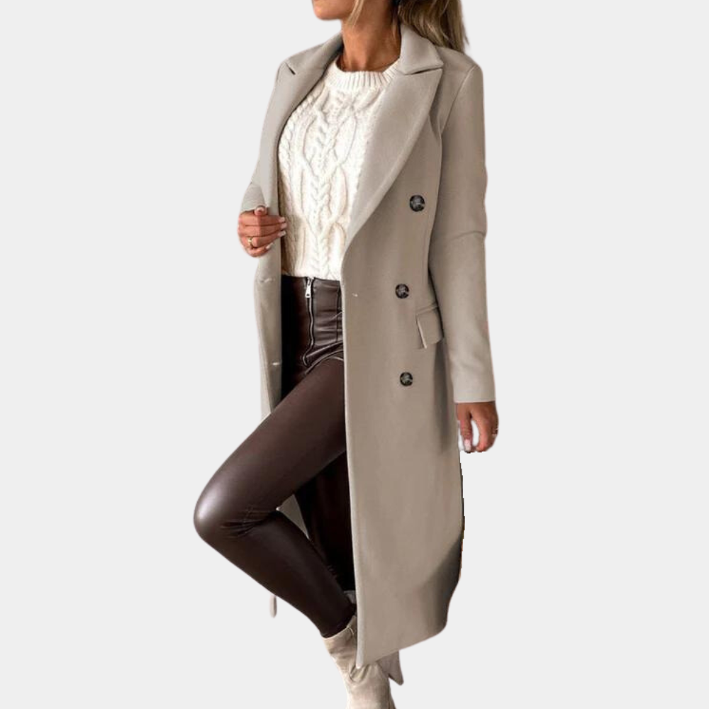 Elegant Double-Breasted Long Coat | Classic Style | Tailored Fit | Fall & Winter Essential