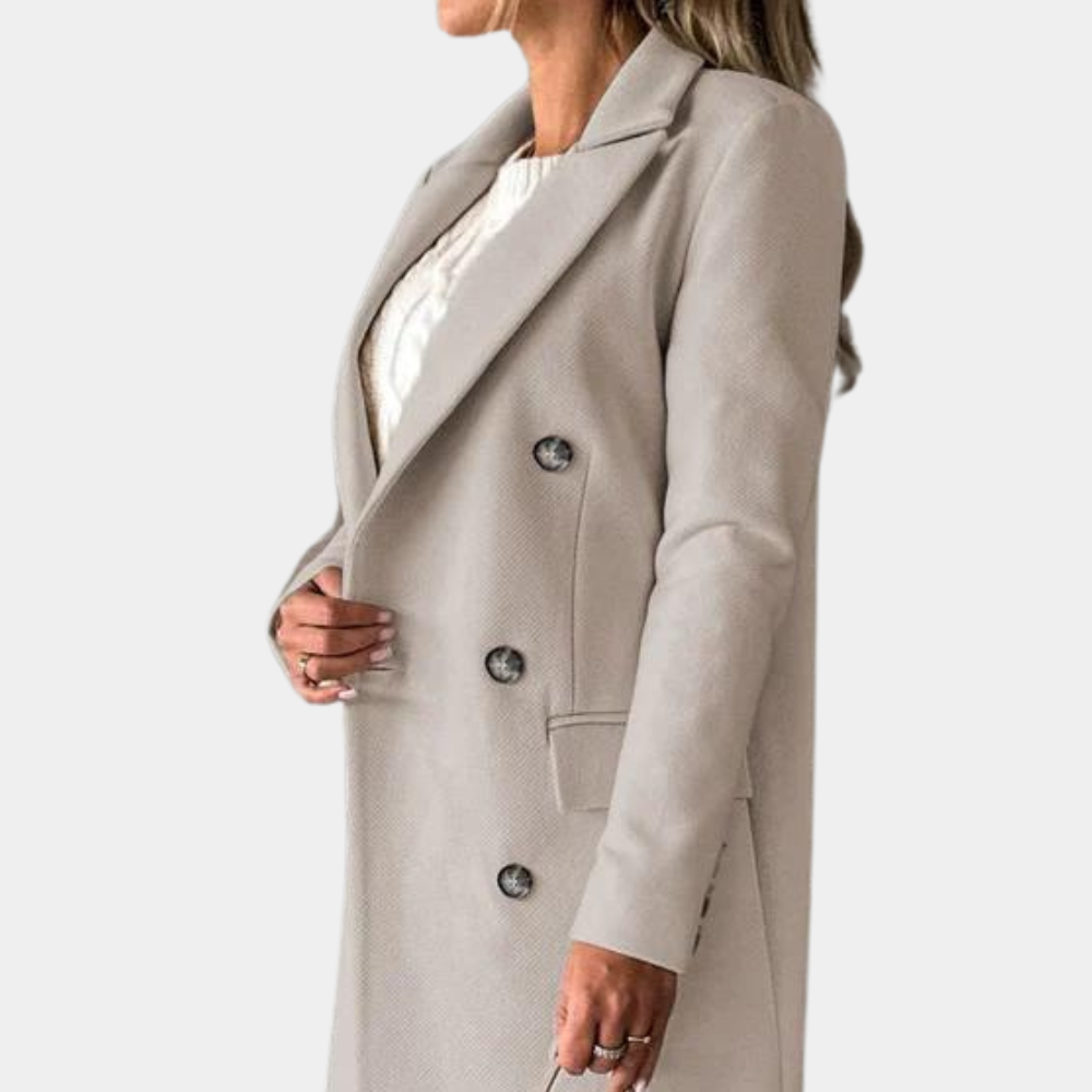 Elegant Double-Breasted Long Coat | Classic Style | Tailored Fit | Fall & Winter Essential