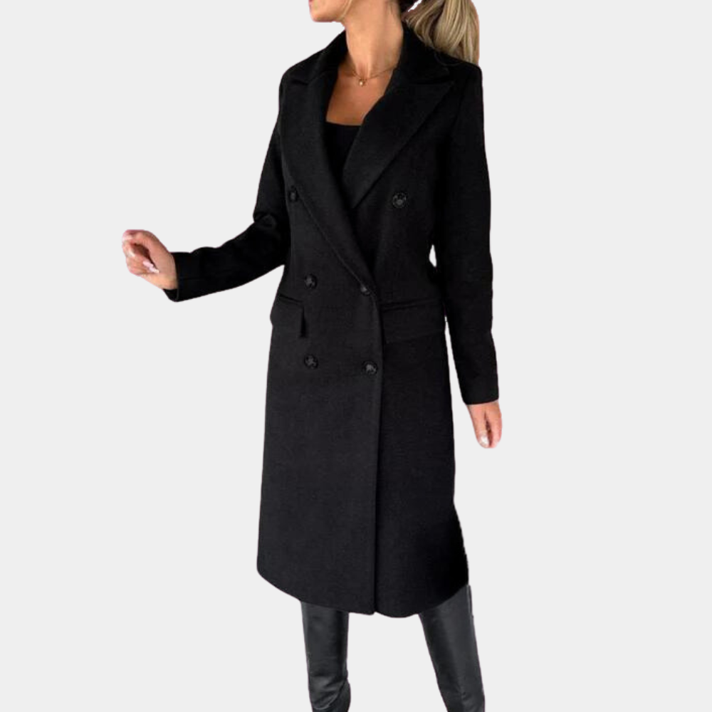 Elegant Double-Breasted Long Coat | Classic Style | Tailored Fit | Fall & Winter Essential