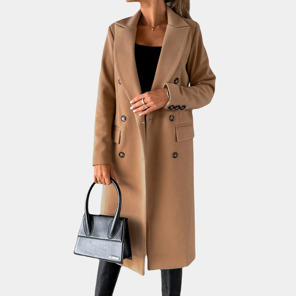 Elegant Double-Breasted Long Coat | Classic Style | Tailored Fit | Fall & Winter Essential