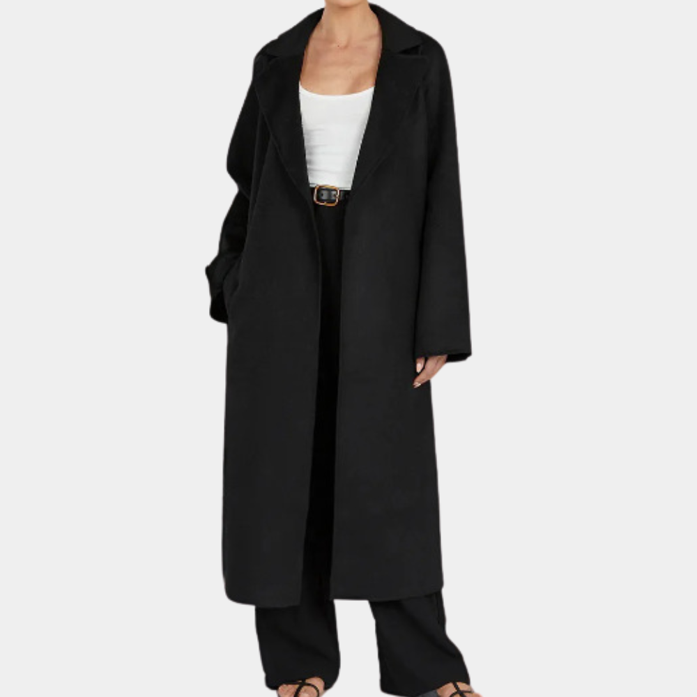 Long Belted Drape Coat | Minimalist Design | Relaxed Fit | Effortless Elegance