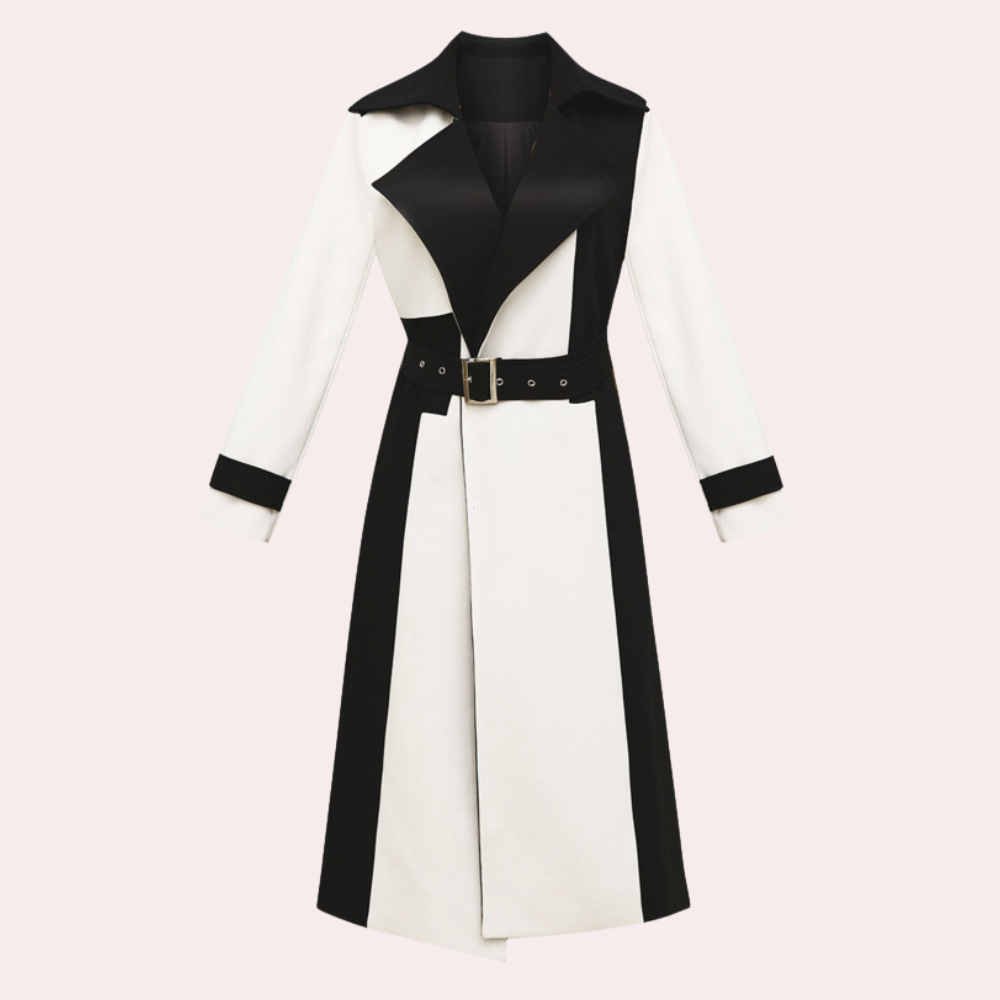 Two-Tone Belted Trench Coat | Statement Colour Block | Tailored Fit | Modern Elegance