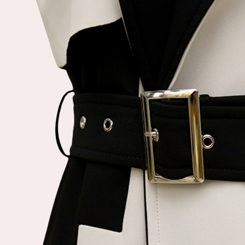 Two-Tone Belted Trench Coat | Statement Colour Block | Tailored Fit | Modern Elegance