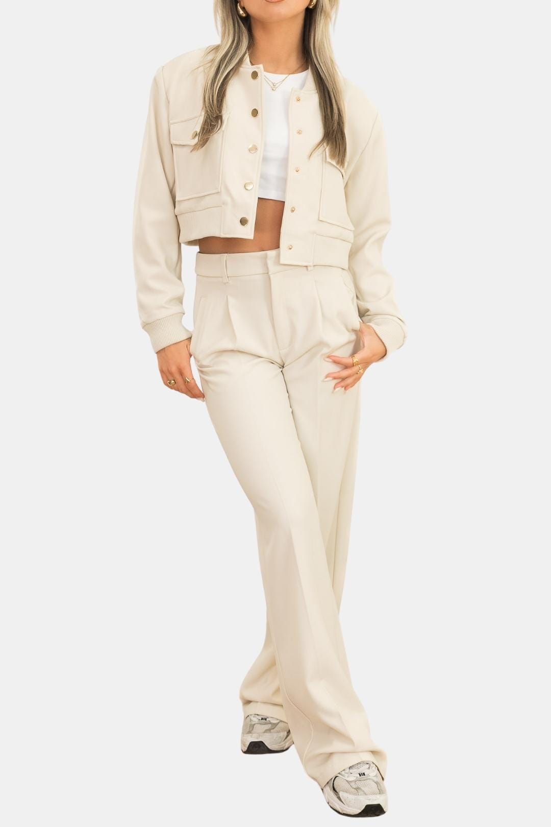 Callie – Cropped Utility Bomber Jacket