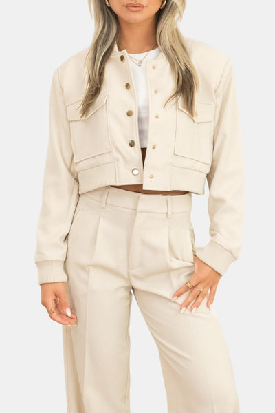 Callie – Cropped Utility Bomber Jacket