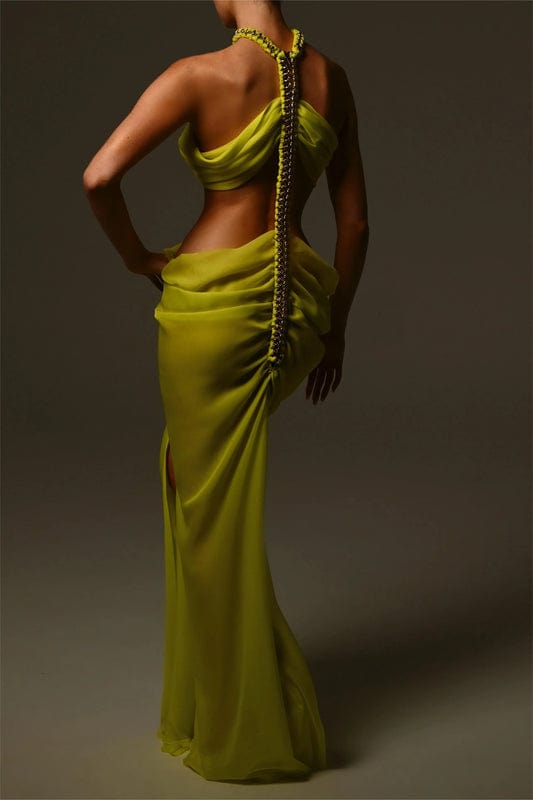 Callista – Sleeveless Cutout Maxi Dress in Yellow