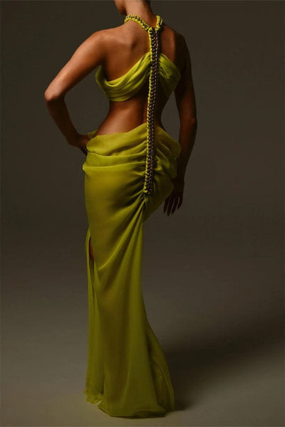 Callista – Sleeveless Cutout Maxi Dress in Yellow