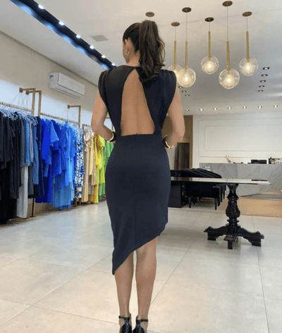 Calypsona – Asymmetric Sleeve Midi Dress