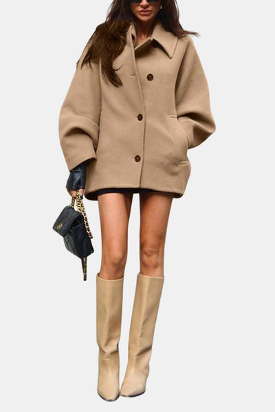 Cassandra – Wool Lapel Batwing Sleeve Cardigan Coat