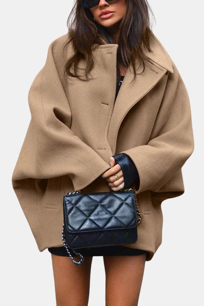 Cassandra – Wool Lapel Batwing Sleeve Cardigan Coat