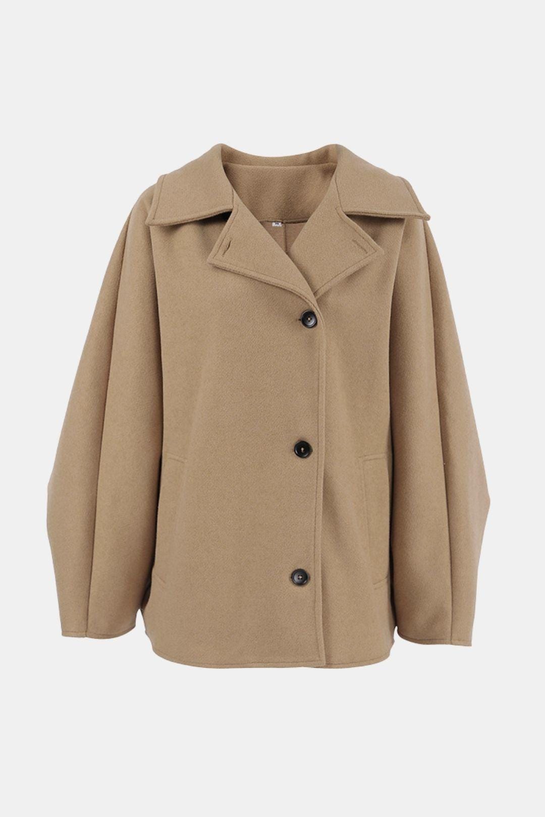 Cassandra – Wool Lapel Batwing Sleeve Cardigan Coat