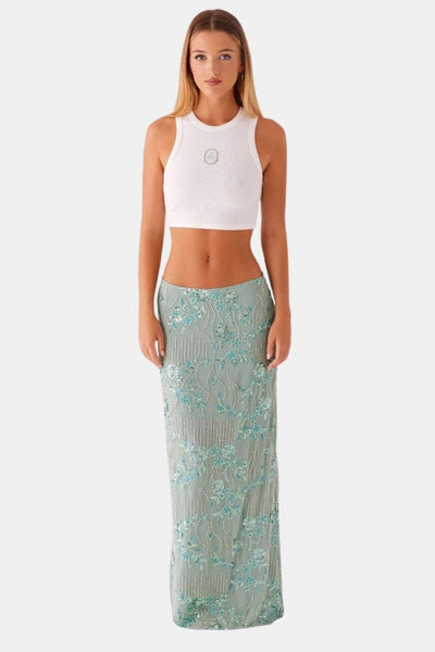 Cassie - Low-Rise Sequin Maxi Skirt