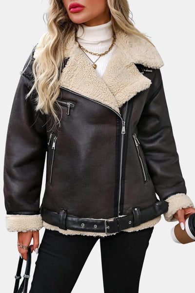 Caterina – Faux Shearling Biker Jacket