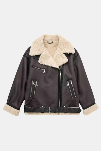 Caterina – Faux Shearling Biker Jacket