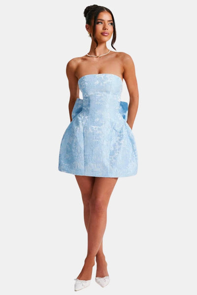 Celavie – Floral Jacquard Lace-Up Mini Dress