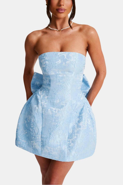 Celavie – Floral Jacquard Lace-Up Mini Dress