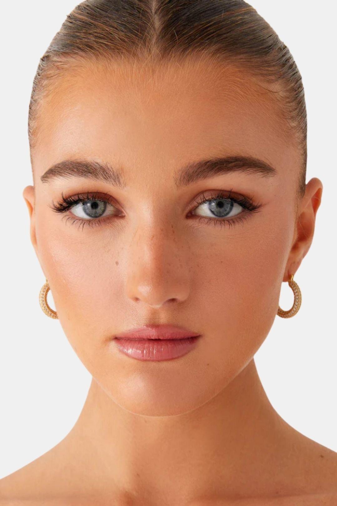 Celeste – Gold Crystal Hoop Earrings