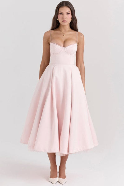 Celestina – Corset-Style Sleeveless Midi Dress