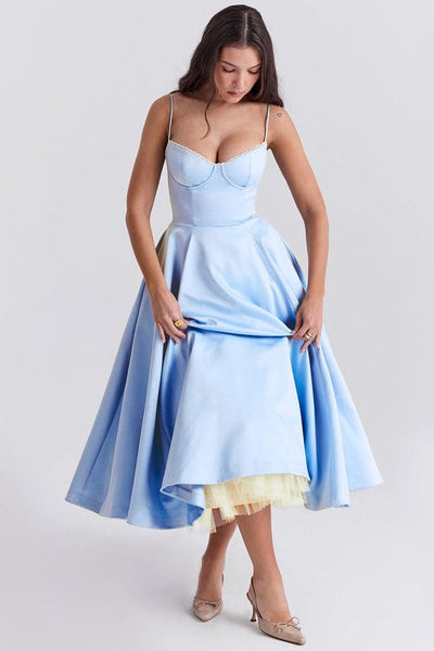 Celestina – Corset-Style Sleeveless Midi Dress