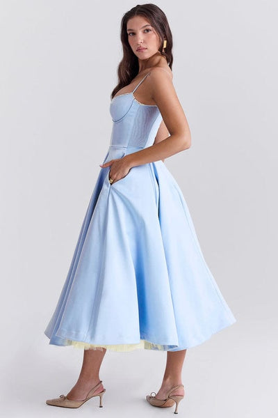 Celestina – Corset-Style Sleeveless Midi Dress