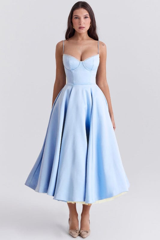 Celestina – Corset-Style Sleeveless Midi Dress