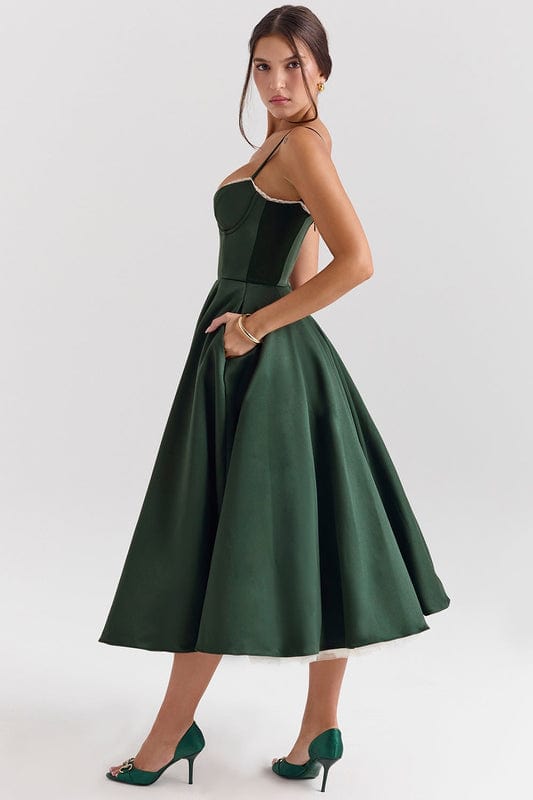 Celestina – Corset-Style Sleeveless Midi Dress