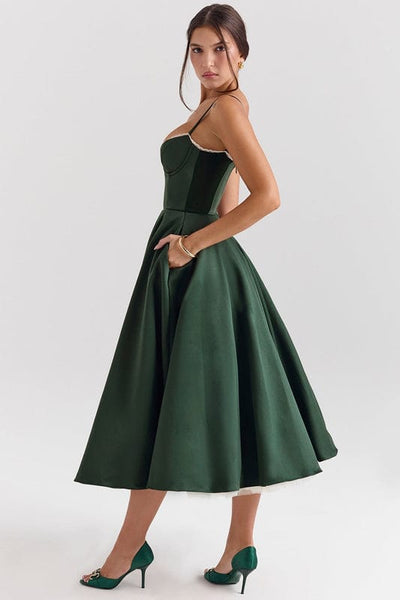 Celestina – Corset-Style Sleeveless Midi Dress