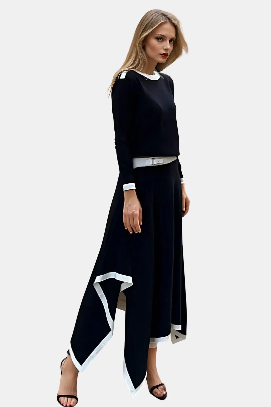 Celviana – Contrast Round Neck Sweater