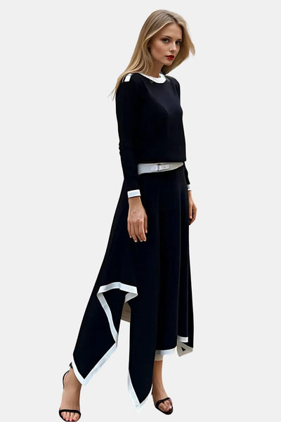 Celviana – Contrast Round Neck Sweater