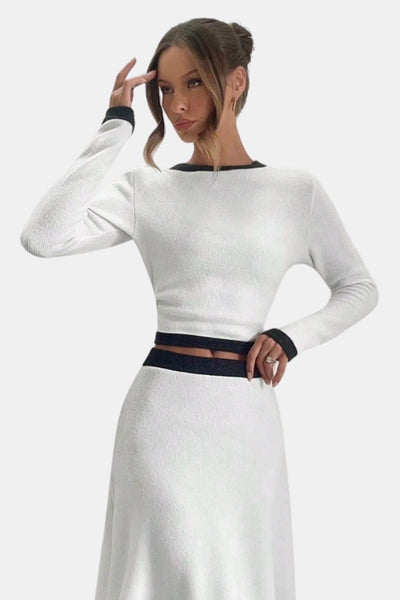 Celviana – Contrast Round Neck Sweater