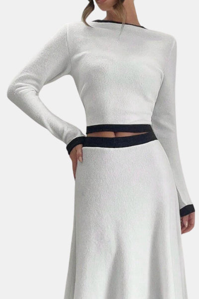 Celviana – Contrast Round Neck Sweater