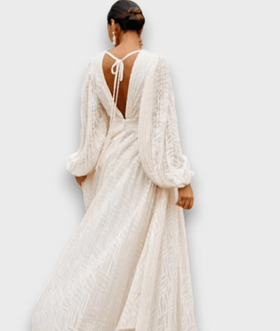 Ceyda – Balloon Sleeve Maxi Dress in Cream White