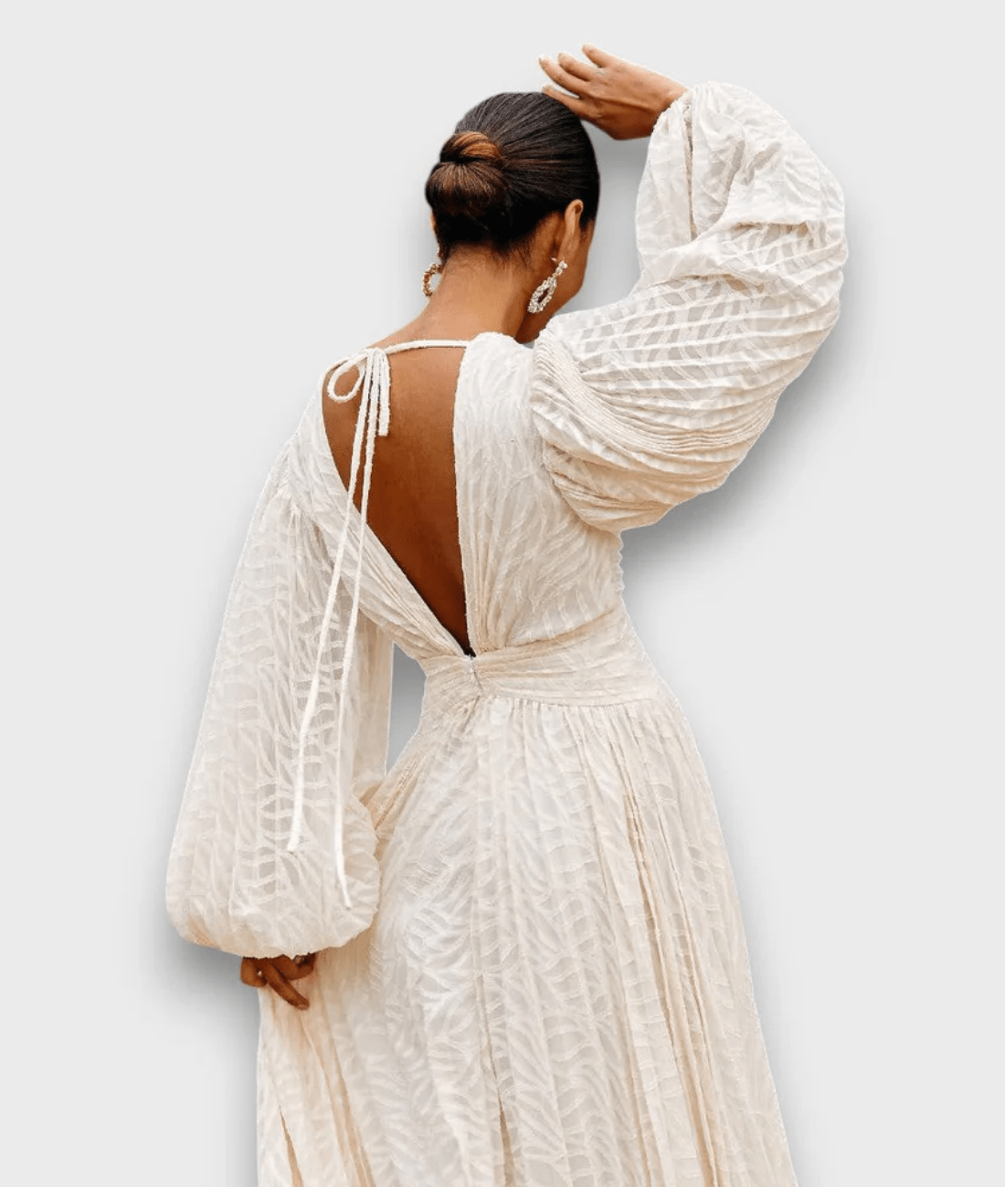 Ceyda – Balloon Sleeve Maxi Dress in Cream White