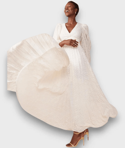 Ceyda – Balloon Sleeve Maxi Dress in Cream White