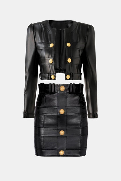 Charity – PU Jacket and Mini Skirt Set