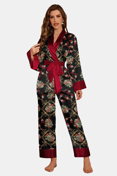 Chiara - Printed Satin Two-Piece Homewear Set