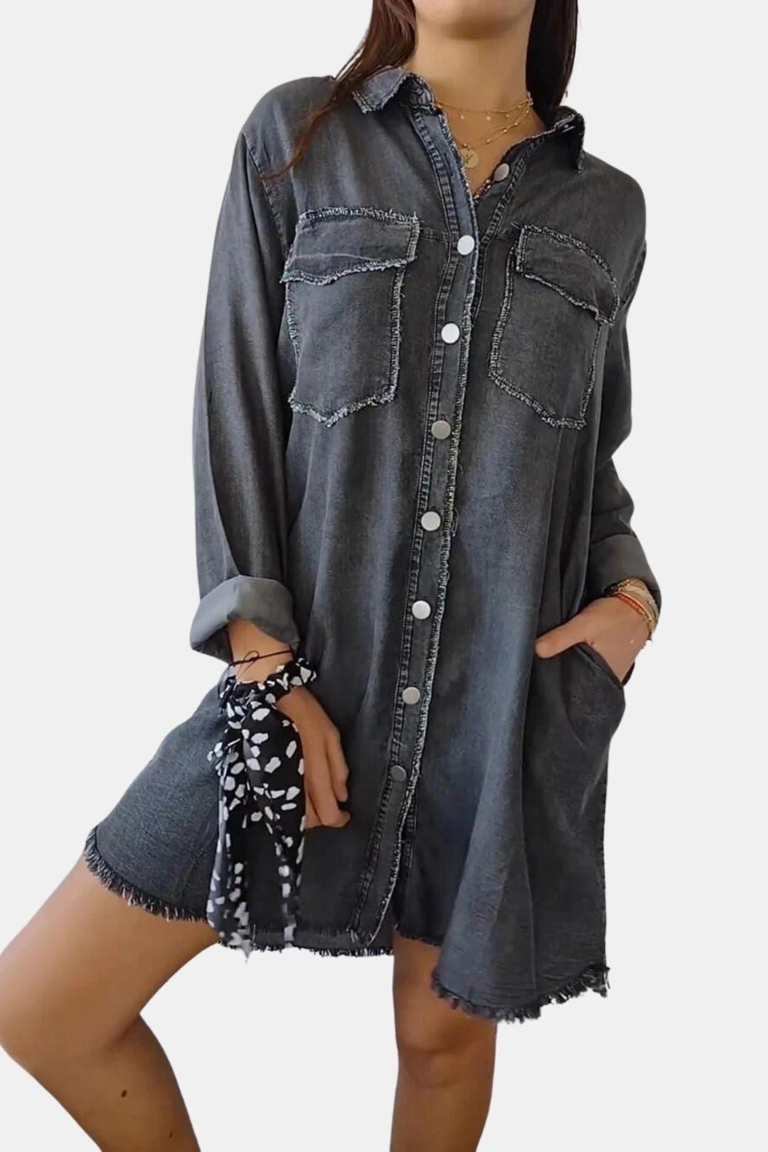Clementine – Long Sleeve Lapel Denim Jacket